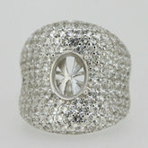 Sterling Silver Semi Mount Ring Setting Oval OV 10x8mm Topaz Dome Ring 3360 - Syzjewelry